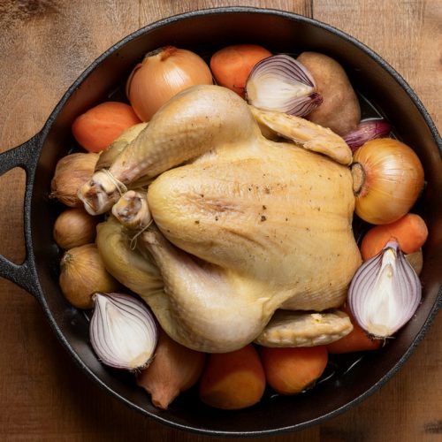 Temps de cuisson pour un chapon en cocotte en fonte sans utiliser le four